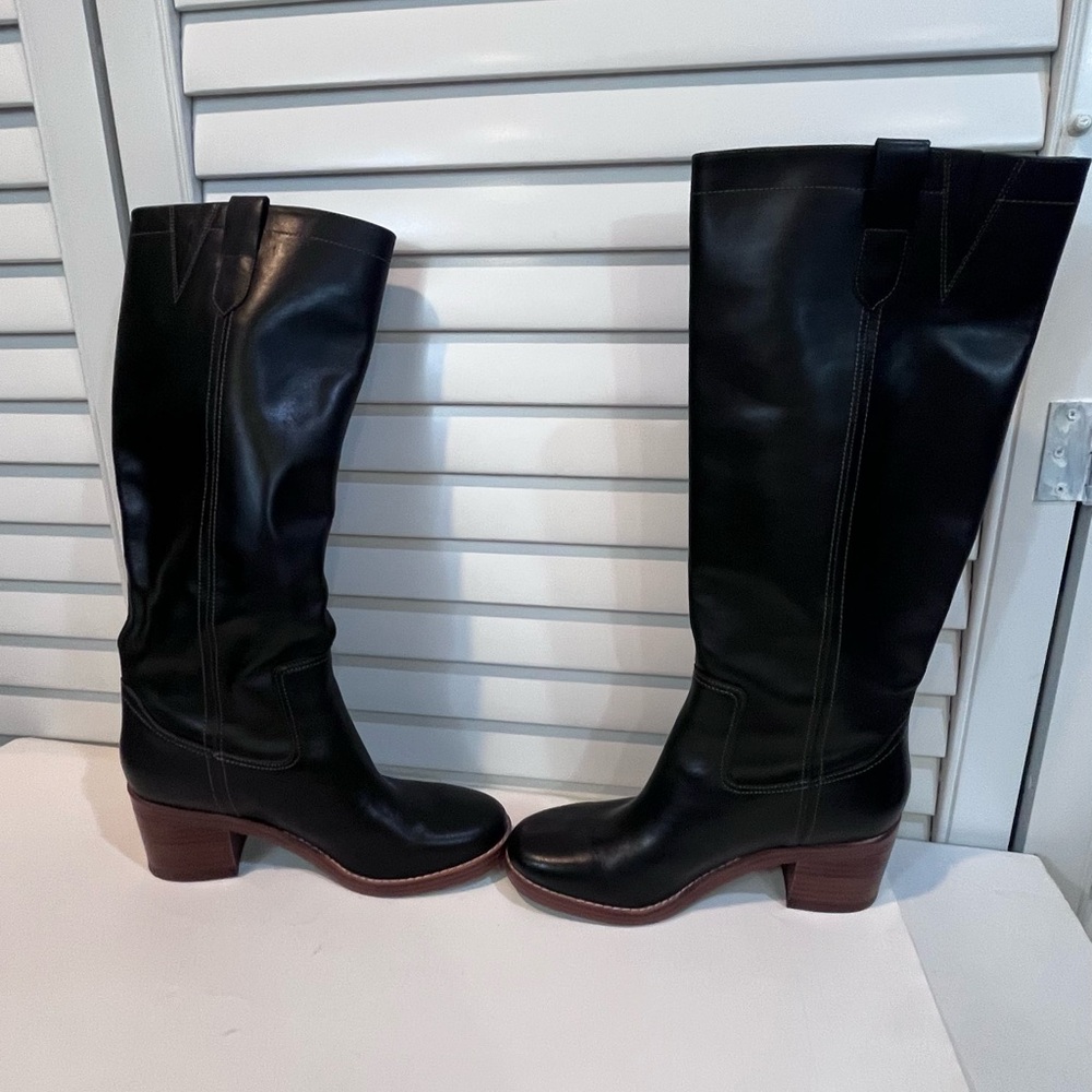 Nine West Hecee Leather Block Heel Boots size 8.5 - Picture 4 of 8